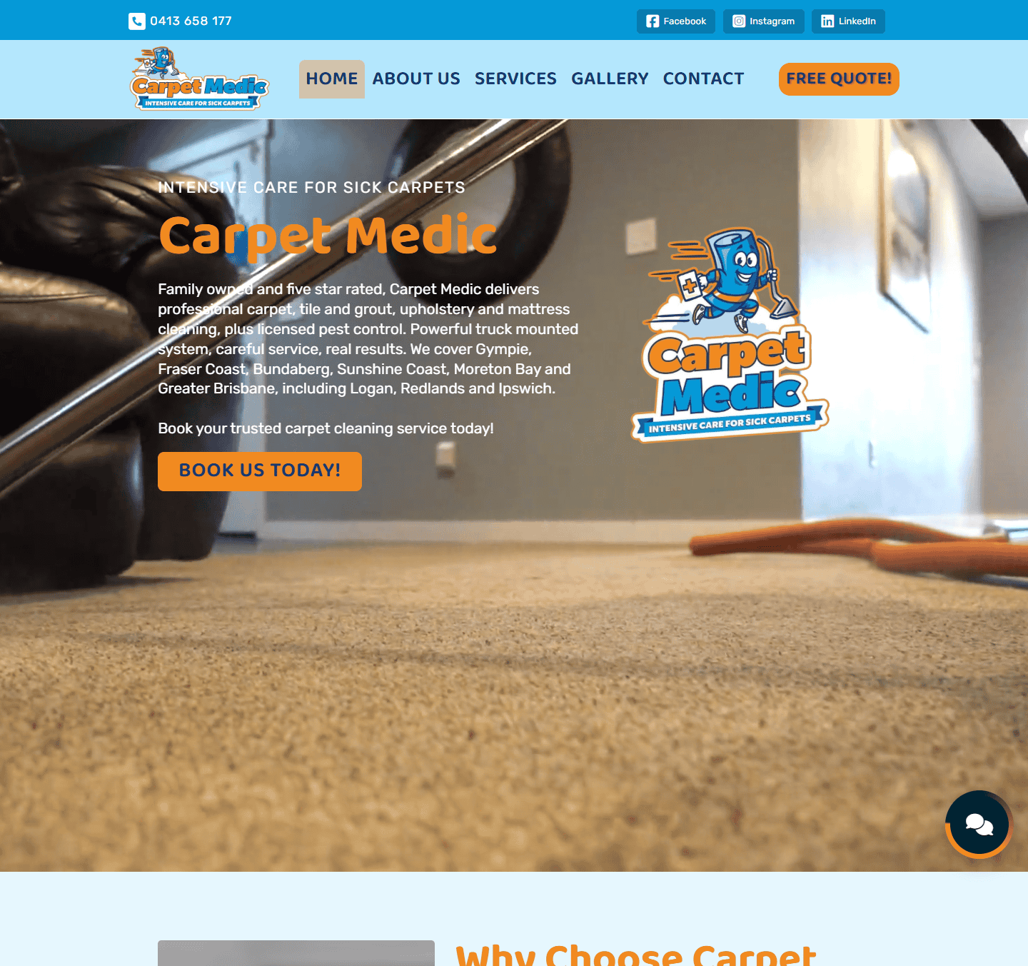 Carpet Medic Homepage Mockup