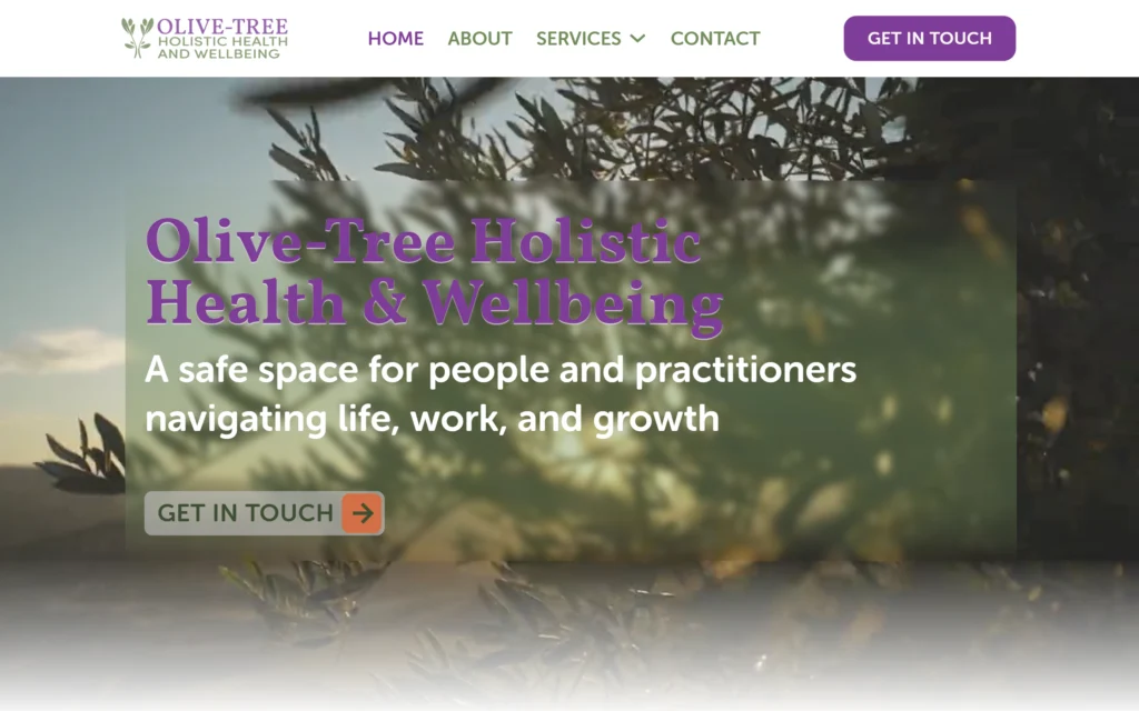 Olive-Tree Holistic Health and Wellbeing website home page
