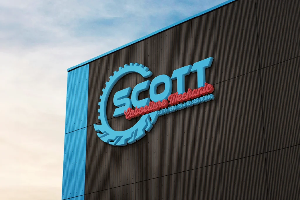 Scott Caboolture Mechanic Logo on the side of a building